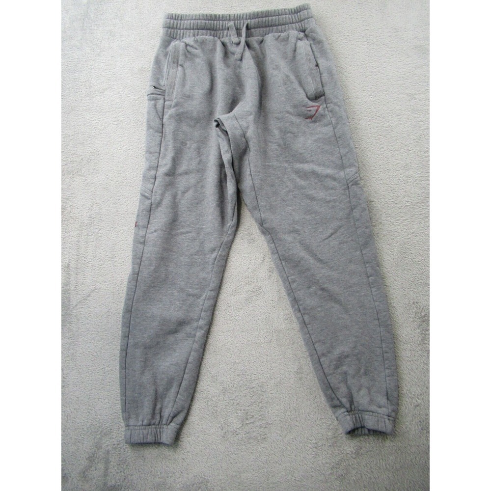 Gymshark Sweatpants Men's Small Grey Jogger Tapered Drawstring Leg Logo
